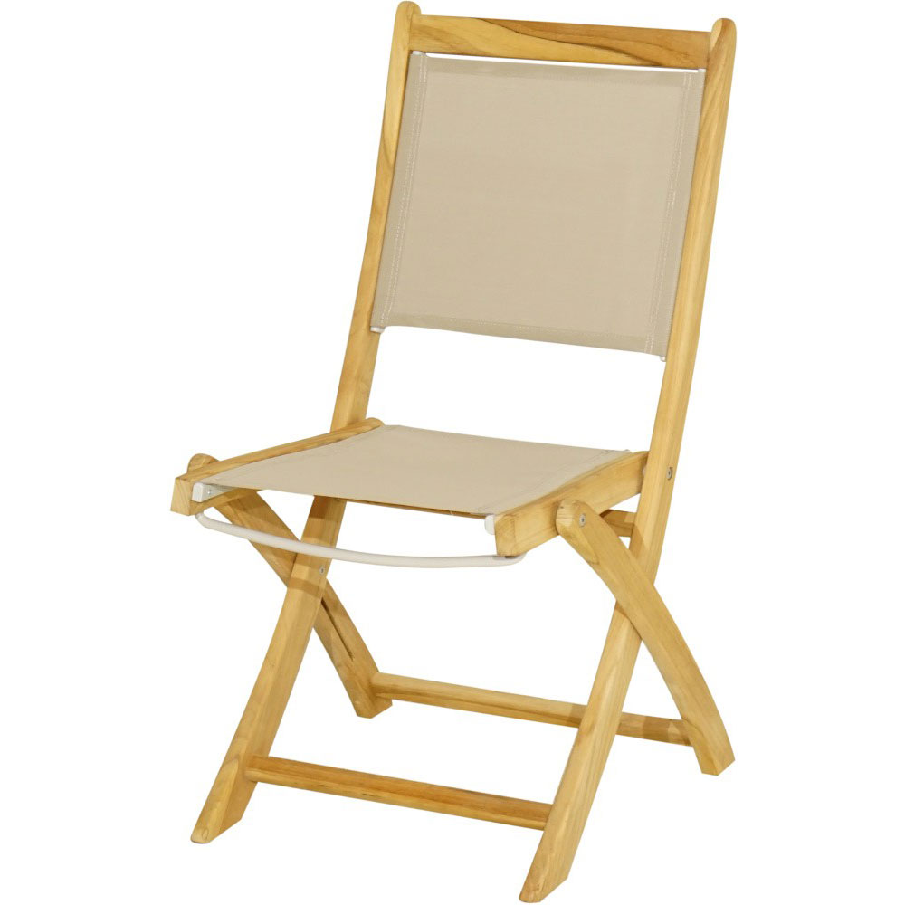 Fotografie Jídelní teaková skládací židle s bílým textilním výpletem Richmond - Premium natural teak Skládací - 100% FSC - Vietnam