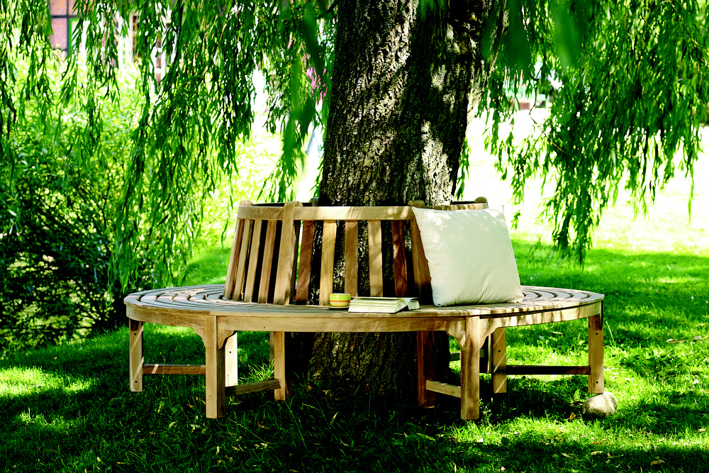 6-dílná zahradní teaková stromová lavice 100 cm - Premium natural teak Pevná - Legální dřevo z Indonésie - Indonesia